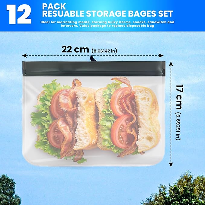 Reusable Food Storage Bags (Set of 12)